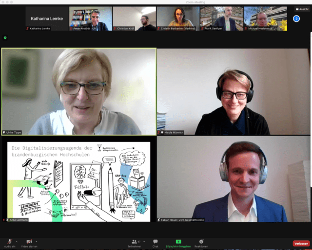 Screenshot von Online-Veranstaltung am 24.11.21 mit Ulrike Tippe, Nicole Münnich und Fabian Heuel